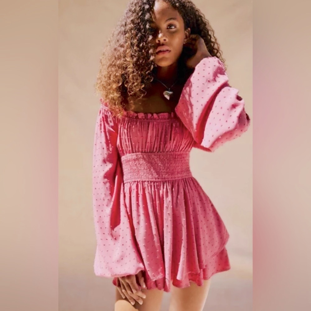 🌸 NWT Urban Outfitters Pink Smocked Mini‎ Dress | Cottagecore Boho Feminine
